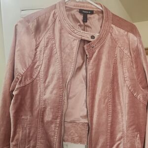 torrid Dusty Rose Velvet Bomber Jacket